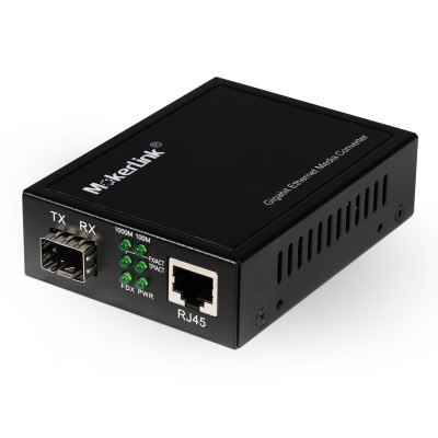 MokerLink Gigabit SFP to RJ45 Converter, Fiber to Ethernet Media Converter, 10/100/1000Mbps RJ45 Port, 1000Base-SX/LX SFP Slot, Support MiniGBIC Module