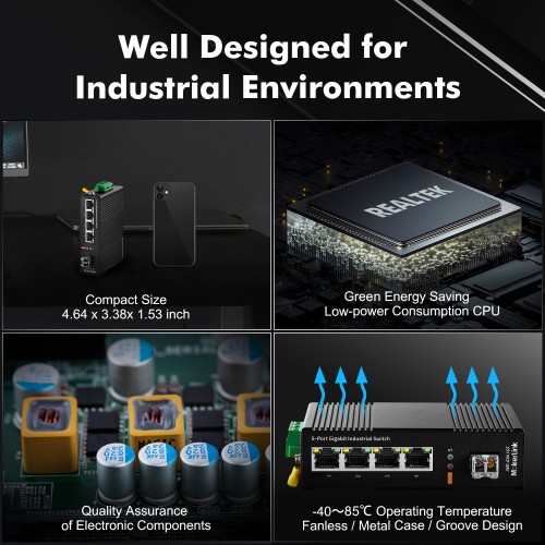 Switch RJ45 5 ports Gigabit Ethernet Noir - METRONIC - RES495580METRON 