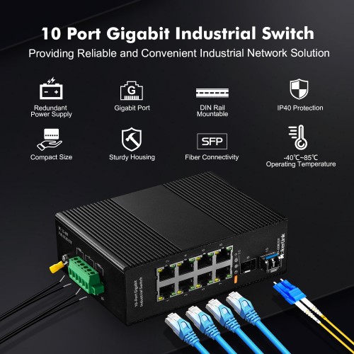 Industrial 8+2(SFP) Port Gigabit Switch - Ethernet Switches