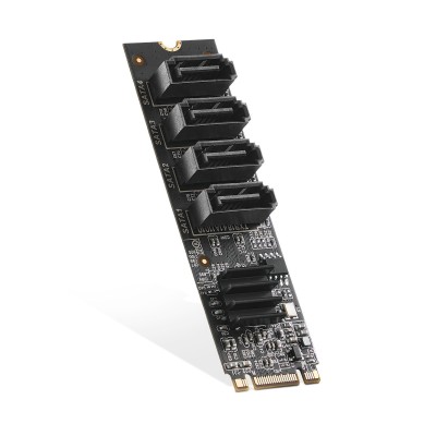 M.2 to SATA Card 4 Port, 6Gbps SATA 3.0 Controller, Includes 4 SATA Cables, for Windows 10/11 