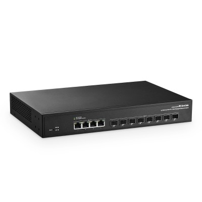 MokerLink 12 Port 10Gbps Managed Switch, 4x10G RJ45 Ethernet Ports, 8x10G SFP+ Slot Support 1G and 10G SFP+ Module, 240Gbps Bandwidth L2 Managed Fiber Switch