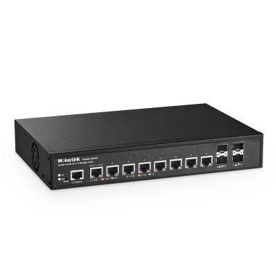 MokerLink 12 Port 10G Managed Switch, 8x10G Ethernet Ports, 10G/5G/2.5G/1G Auto-Adaptive, 4x10G SFP+ Port, L3 Web/CLI Managed, Metal Desktop|Rackmount Network Switch