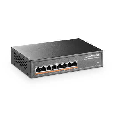 MokerLink 8 Port PoE Gigabit Managed Switch, 8x100/1000Mbps PoE+ Port, IEEE802.3af/at, 120W Power Supply, L2 Smart Web Managed, Fanless Metal Ethernet Switch