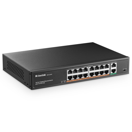 MokerLink Store - 18-Port Gigabit Ethernet Switch witch 16-Port PoE