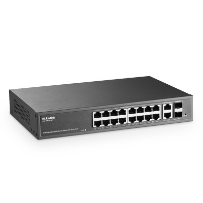 MokerLink 20 Port PoE Gigabit Managed Switch, 16x100/1000Mbps PoE+ Port, 2 Gigabit Uplink ,2 Gigabit SFP, IEEE802.3af/at, 250W Power Supply, L2 Smart Web Managed, RackMount Metal Ethernet Switch