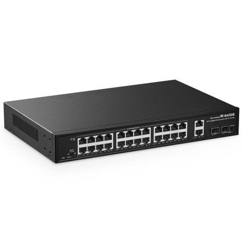 FGP-2831 28-Port Fast Ethernet PoE Switch, 24 PoE Outputs, 2 x Gigabit  RJ45, 2 x Gigabit SFP, 802.3at/af PoE, 390W - LevelOne