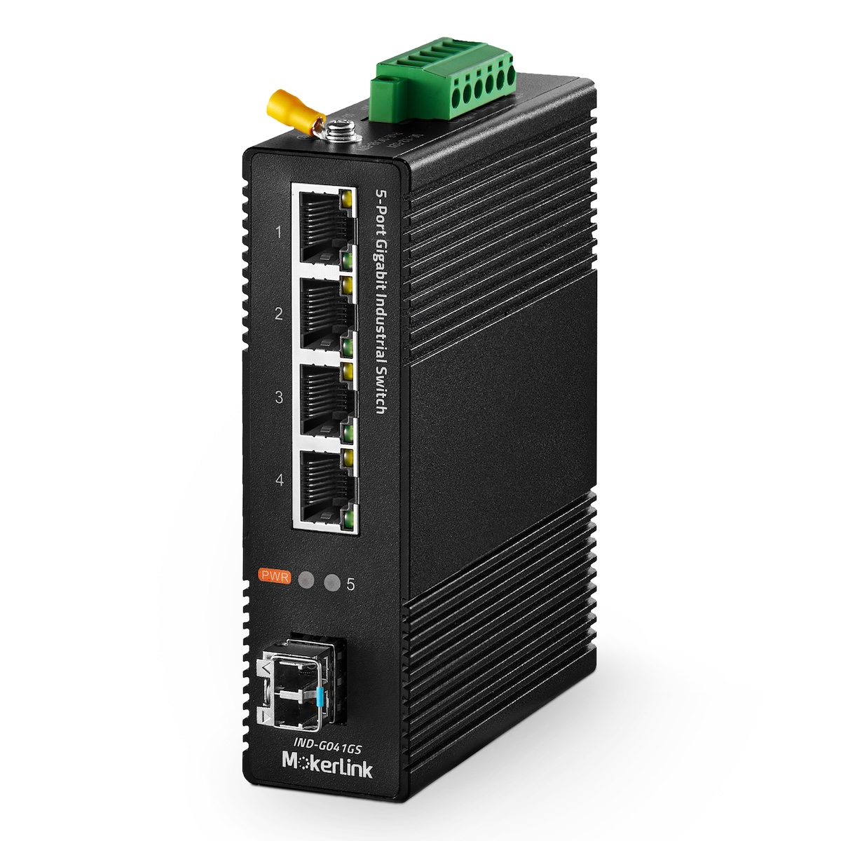 MokerLink 5 Port Gigabit Industrial DIN-Rail Ethernet Switch with 1
