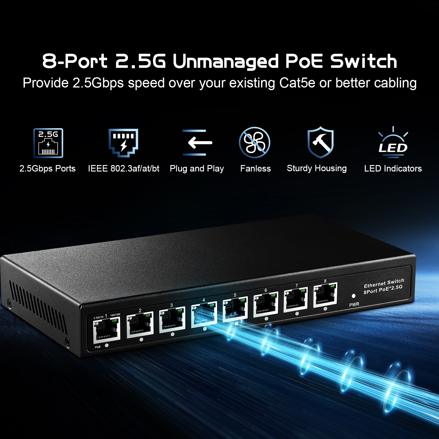 Routeur/Switch réseau/WiFi 2.4 GHz 8 ports 10/100/1000 + 1 port